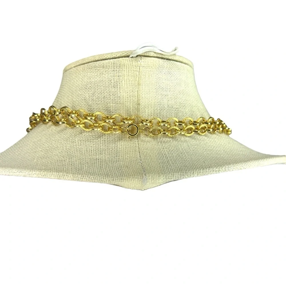 Vintage Textured Gold Link Chain Necklace